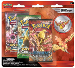 Pokemon Legendary Birds 3-Booster Blister Pack - Moltres Pin